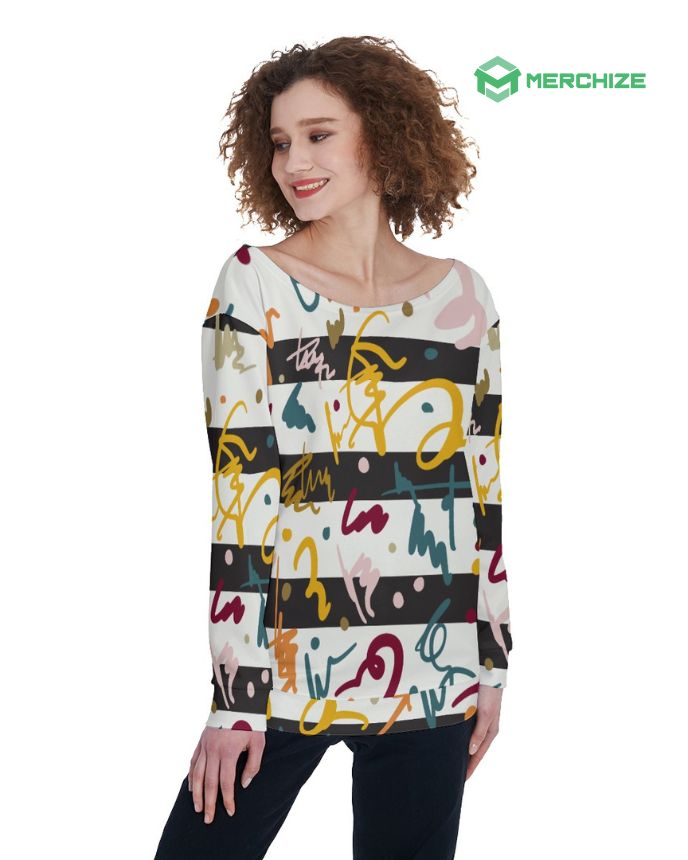 All-Over Print Women's Long Sleeve Neckline Tie Sweatshirt main image 0